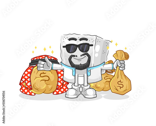 sugar cube rich arabian mascot. cartoon vector