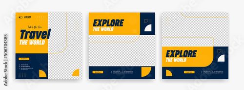 Traveling social media post banner template design, Tour travel holiday tourism marketing social media post	