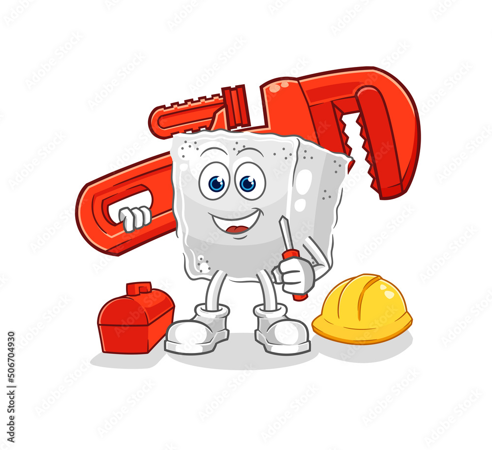 Obraz premium sugar cube plumber cartoon. cartoon mascot vector