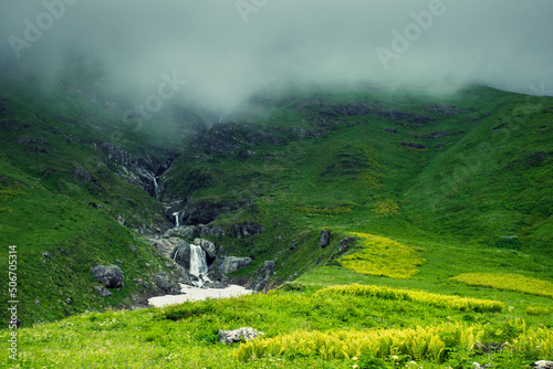 Beautiful waterfall in valley of flower,  Uttarakhand, India
The Valley of Flowers is nestled in the upper expanses of Bhyundar Ganga near Joshimath in Garhwal region. photo