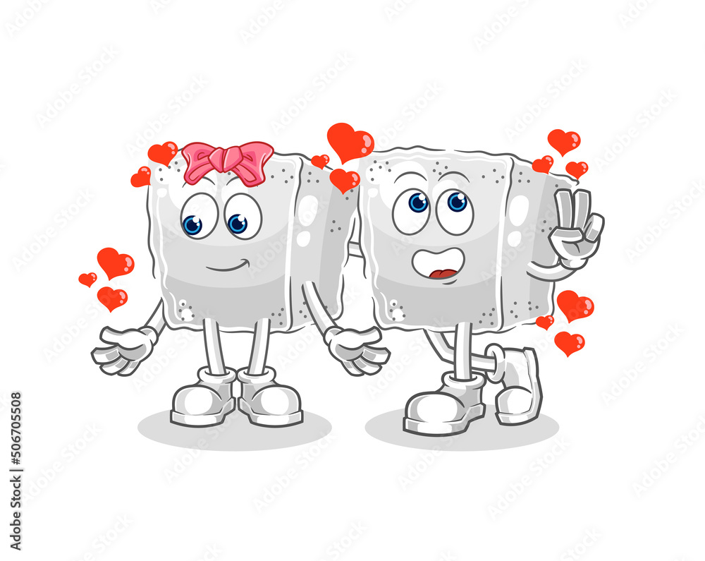 sugar cube dating cartoon. character mascot vector sugar cube dating cartoon. character mascot vector