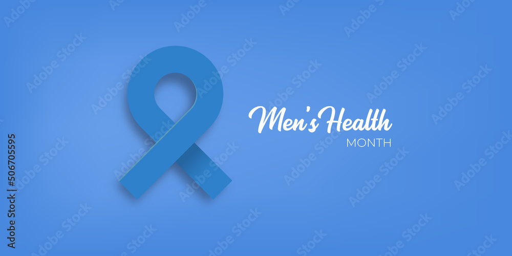 Mens health month concept horizontal banner design template with blue ...
