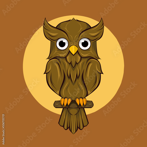 cute owl character with simple shape