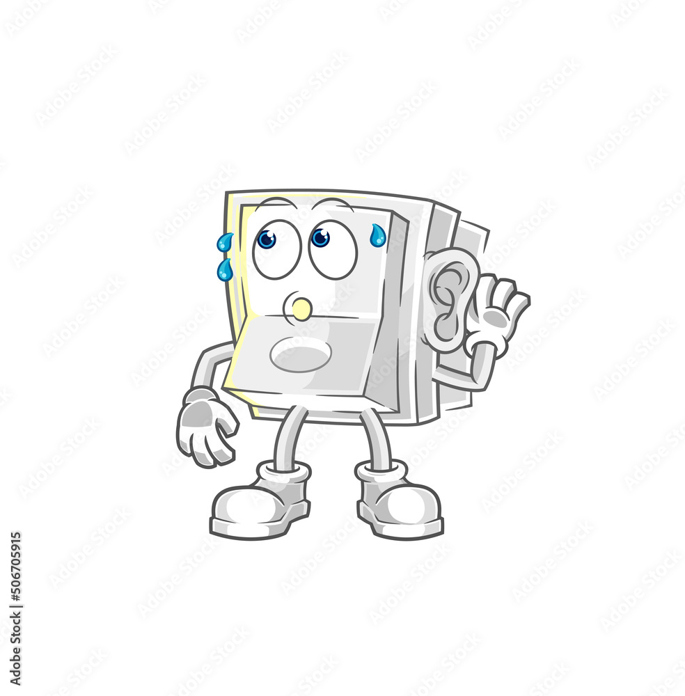 light switch eavesdropping vector. cartoon character