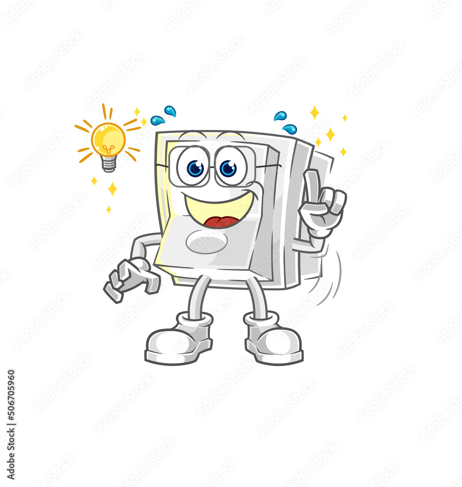 light switch got an idea cartoon. mascot vector light switch got an idea cartoon. mascot vector