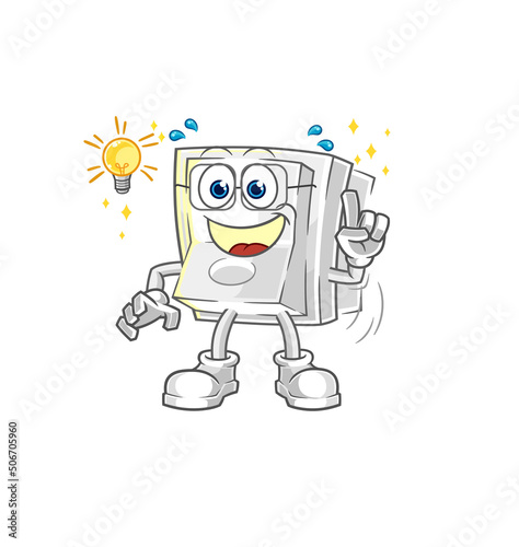 light switch got an idea cartoon. mascot vector © dataimasu