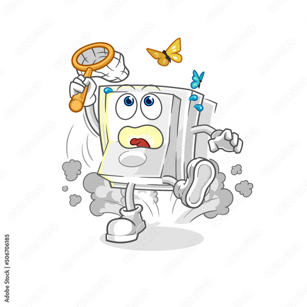 light switch catch butterfly illustration. character vector light switch catch butterfly illustration. character vector