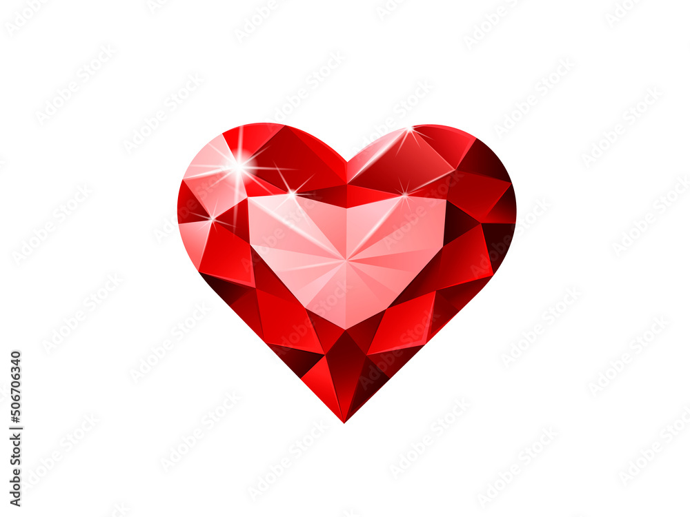 Shiny ruby heart. Red heart. Vector illustration. Shiny ruby heart. Red heart. Vector illustration.