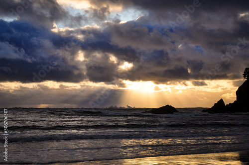 West Coast Ocean Sunset with ocean spray