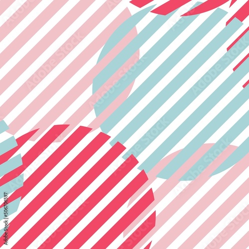 Abstract pink and blue circles striped on the white background. Vector illustration. 