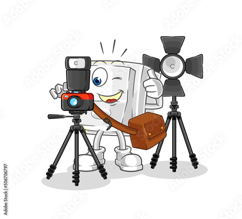 light switch photographer character. cartoon mascot vector