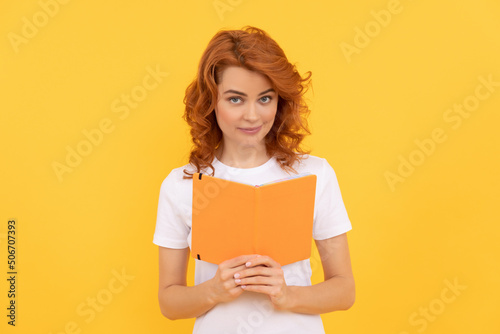 back to school. education and knowledge. woman reader reading. smiling female student