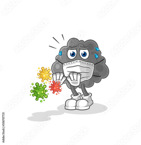 black cloud refuse viruses cartoon. cartoon mascot vector