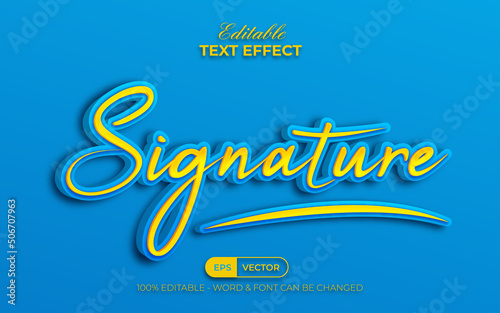 3D text effect signature style. Editable text effect.