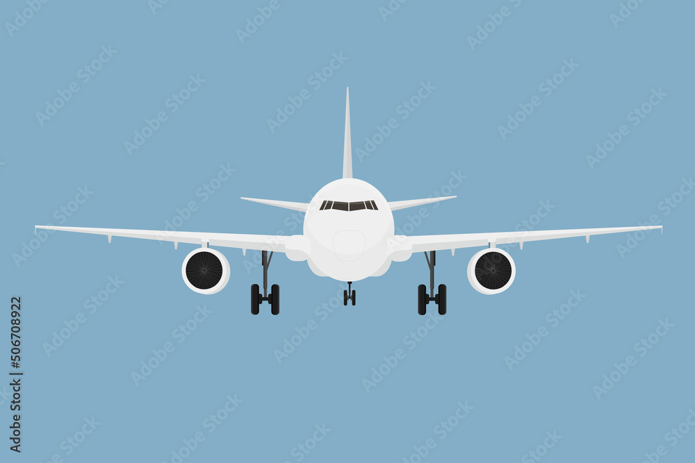Naklejka premium white passenger plane in the sky flies vacation recreation air transport airliner