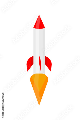 rocket launched into the sky with a red tip
