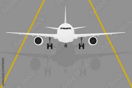 white passenger plane takes off from the runway rest flight