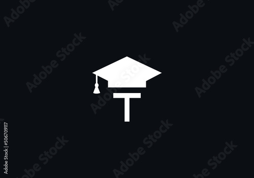 Educational logo and sign vector and Graduation cap design with the letter and alphabets vector
