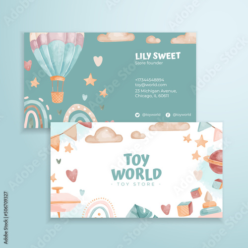 Toy store business card design. vector business card template