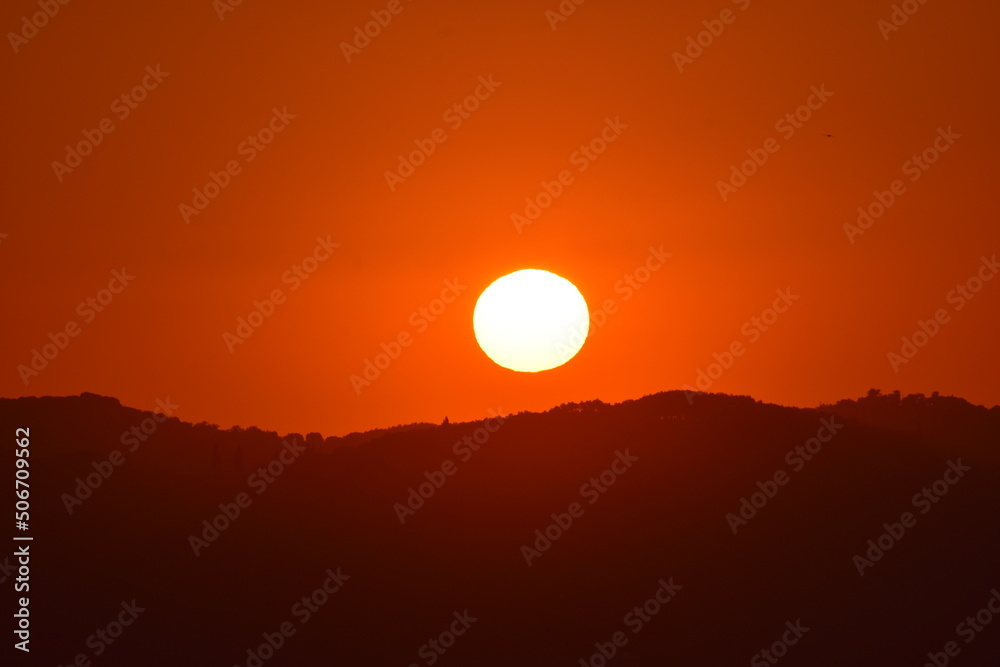 Close up view of beautiful sunset in corfu greece