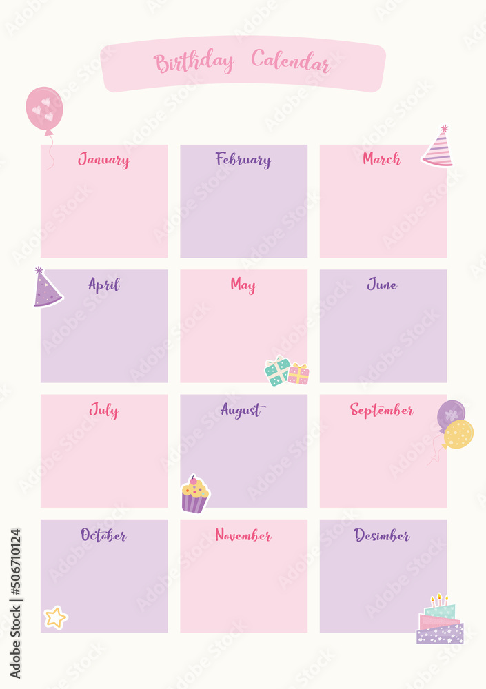 Beautiful, colorful and creative birthday calendar