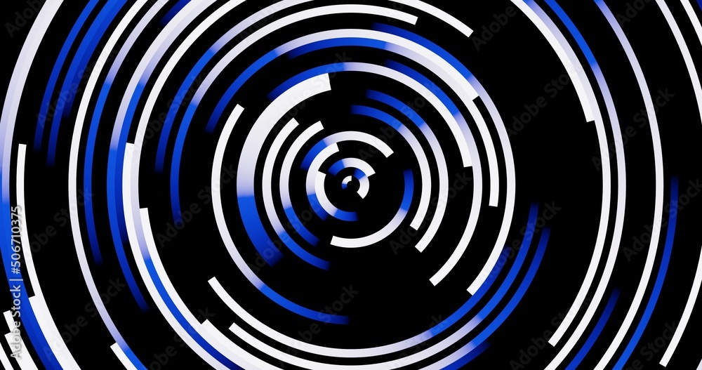 Fototapeta premium Black, white, and blue abstract circle technology background. 3d rendering.