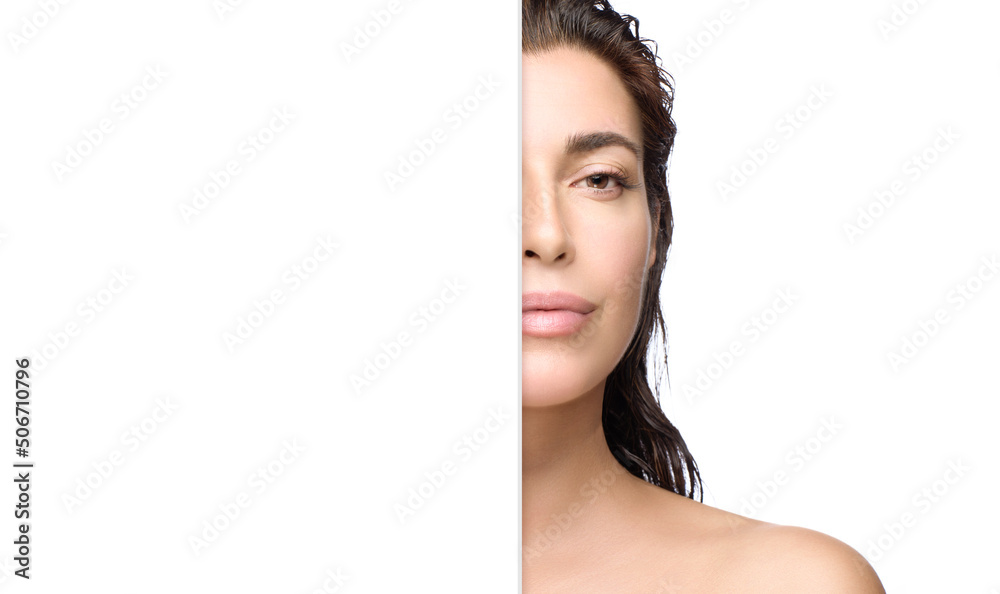 Beauty portrait of a woman with clean healthy glowing skin Beauty portrait of a woman with clean healthy glowing skin