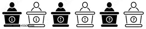 Set of information desk icons. Reception desk, customer service. Vector illustration.