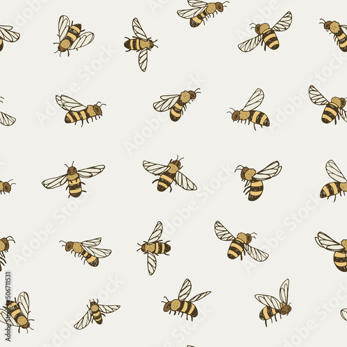 bees vector seamless pattern