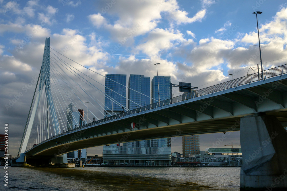 The Erasmus Bridge in the city of Rotterdam, the Netherlands