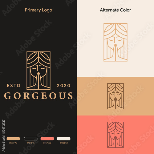 elegant outline beauty woman head skin care salon logo conept