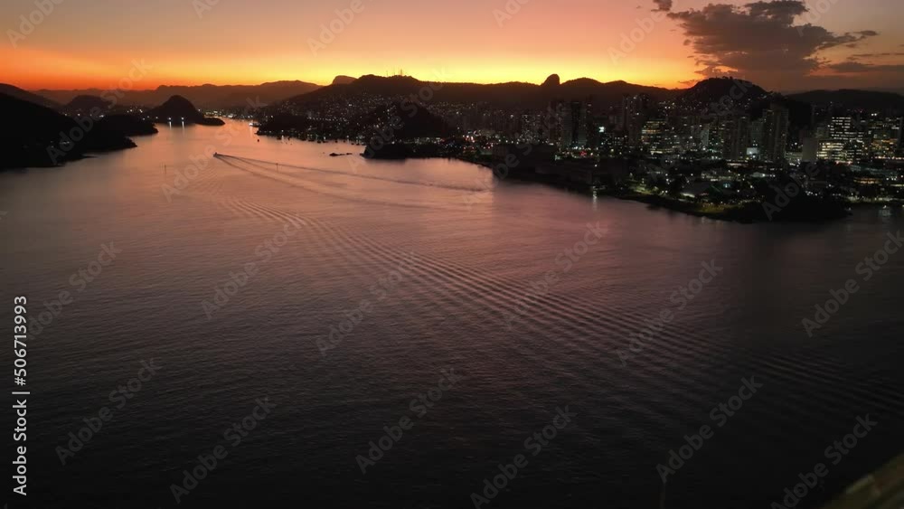 Sunset landscape at famous third bridge at town of Vitoria state of Espirito Santo Brazil. Transportation scene. Sunset sky landscape of travel destination at town of Vitoria Espirito Santo Brazil. Sunset landscape at famous third bridge at town of Vitoria state of Espirito Santo Brazil. Transportation scene. Sunset sky landscape of travel destination at town of Vitoria Espirito Santo Brazil.