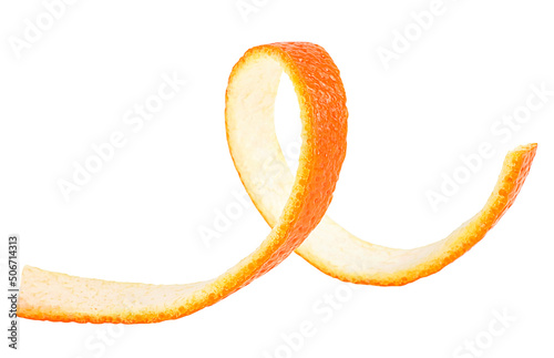 Orange peel isolated on a white background. Orange twist. Citron.