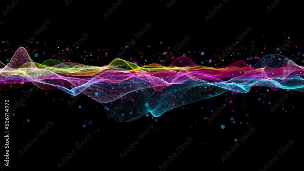 Fantastic video animation with particle wave object in slow motion, 4096x2304 loop 4K
