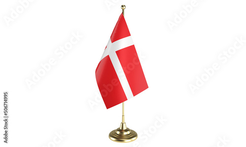 Denmark table flag on white background, 3d rendering, isolated
