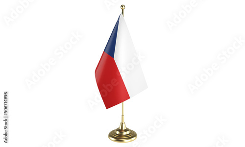 Czech Republic table flag on white background, 3d rendering, isolated