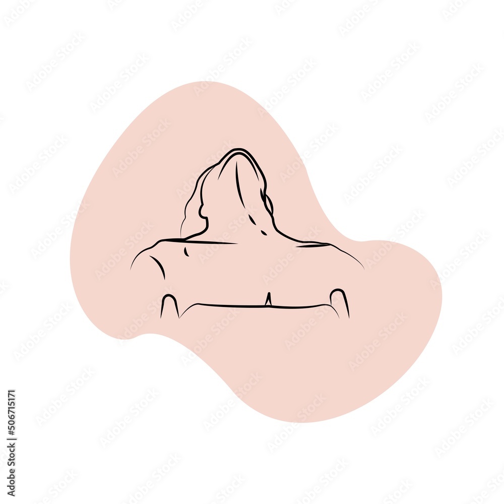 The girl threw her head back line art black contour on soft color, hand drawn vector illustration isolated on white background. Young sexy female body. Flat, outline picture for: decorate, web. EPS 10 The girl threw her head back line art black contour on soft color, hand drawn vector illustration isolated on white background. Young sexy female body. Flat, outline picture for: decorate, web. EPS 10