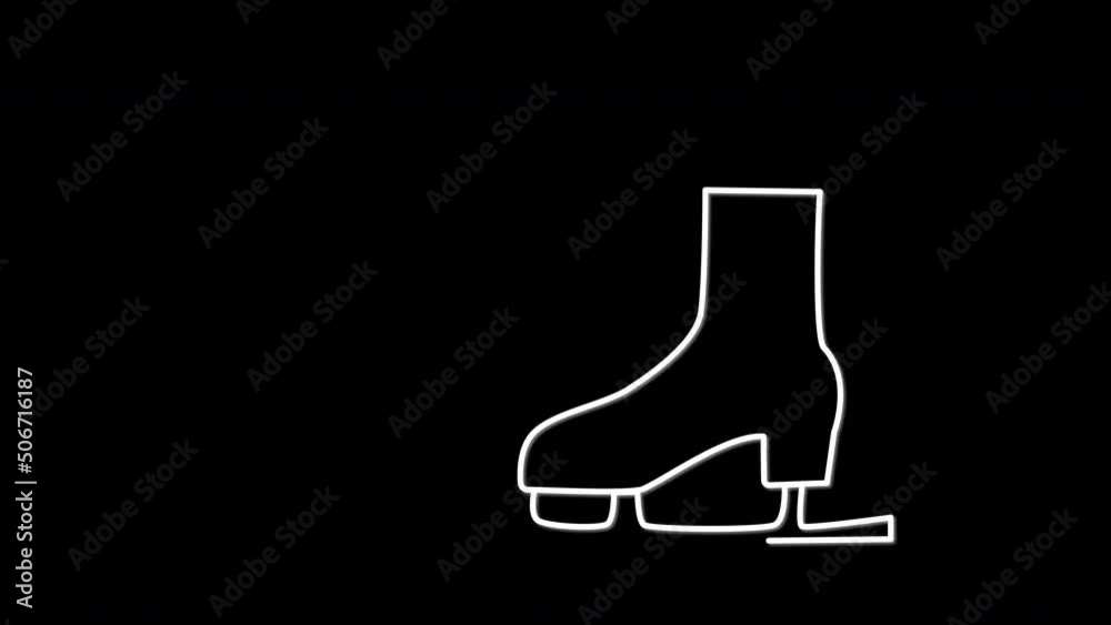 Ice skates self drawing animation. Line art. White background. Ice skates self drawing animation. Line art. White background.