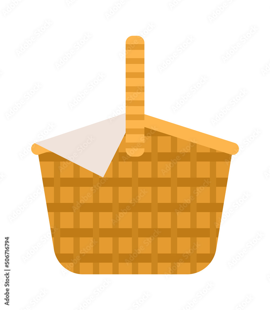 Wicker and willow picnic basket. Vector illustration Wicker and willow picnic basket. Vector illustration