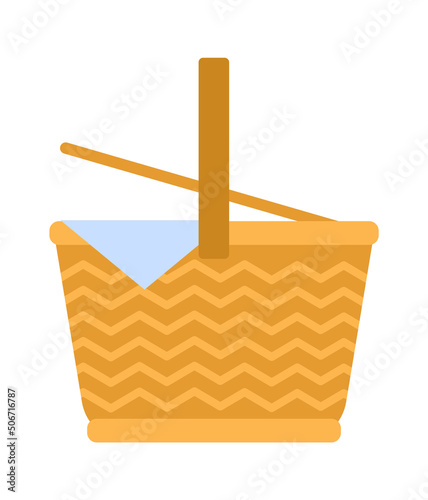 Wicker and willow picnic basket. Vector illustration