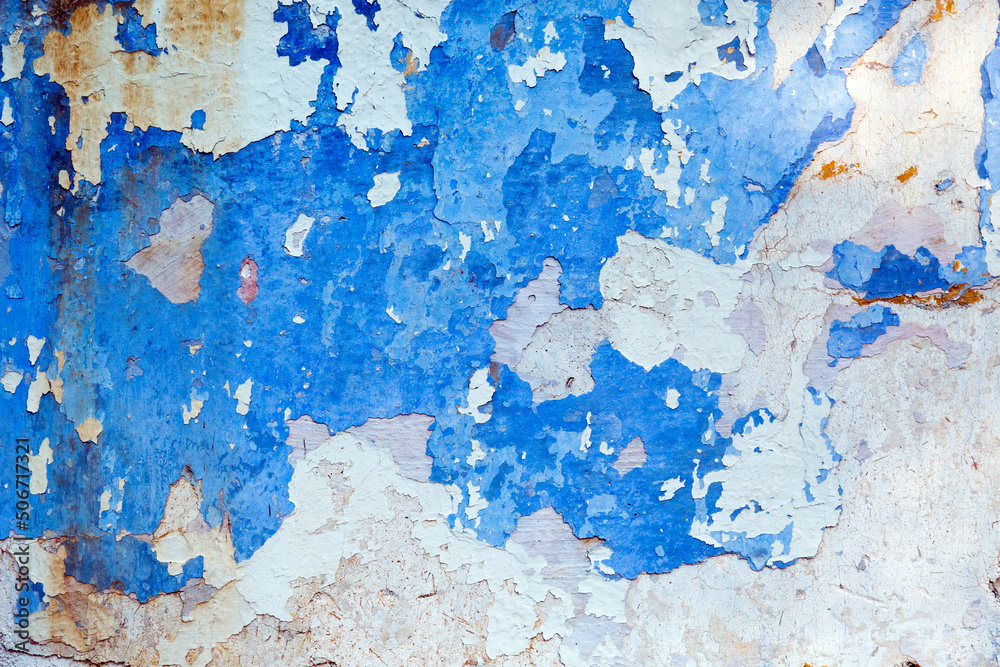 Grungy Blue Wall with Peeled Paint Background Texture Grungy Blue Wall with Peeled Paint Background Texture