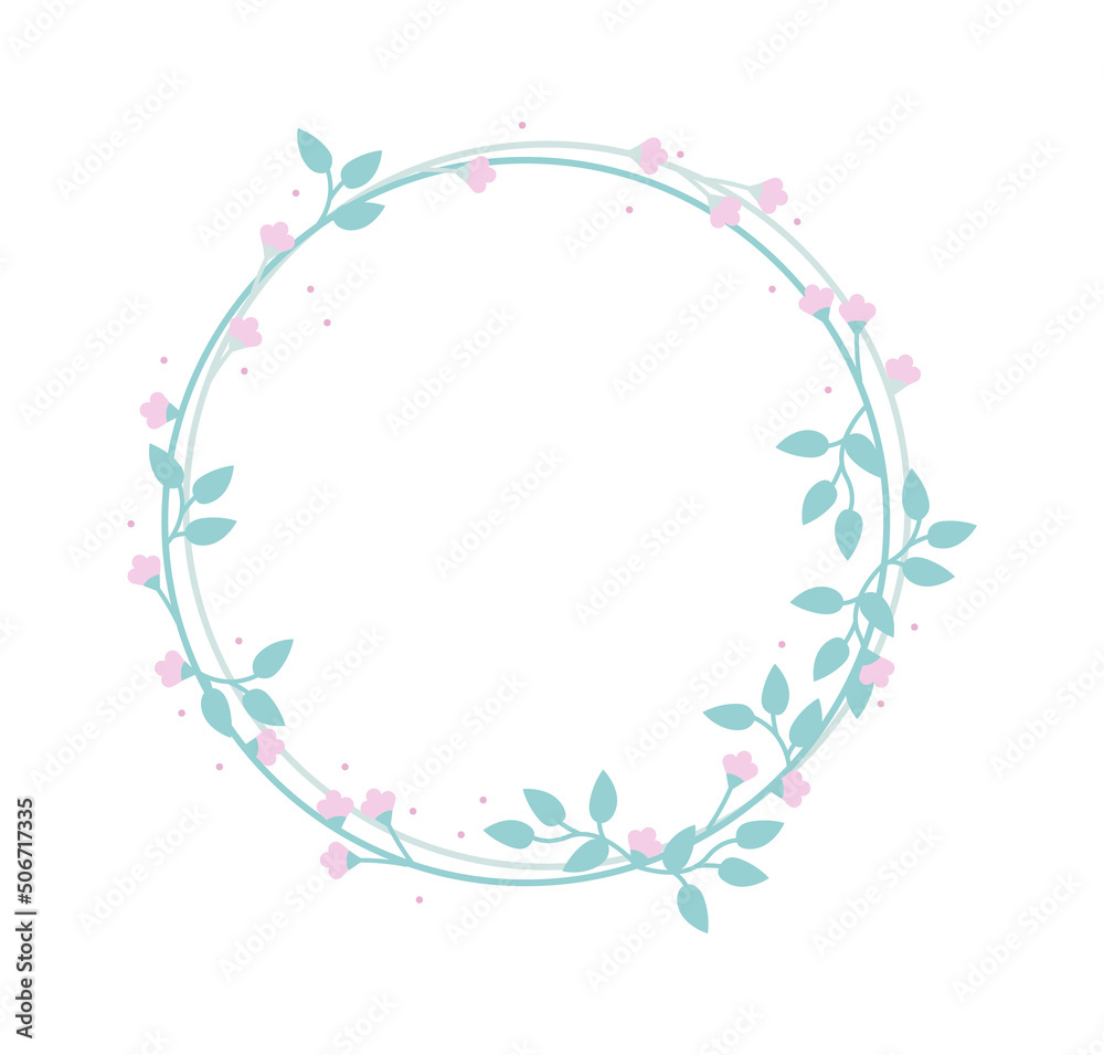 Wedding Floral Frame with Spring Flowers. Vector illustration