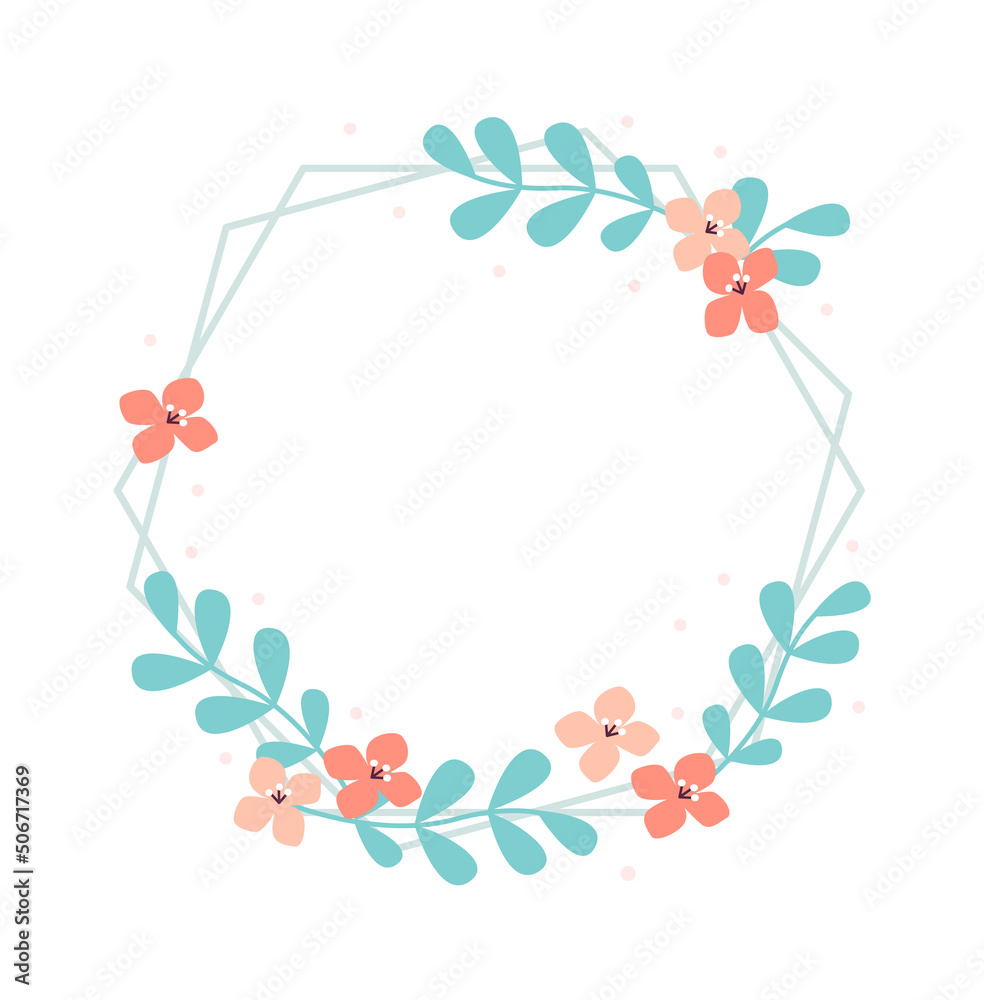 Wedding Floral Frame with Spring Flowers. Vector illustration
