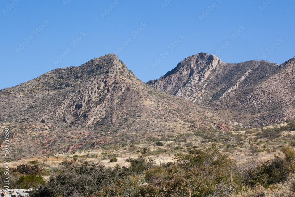 Mountain landscape in the dry desert