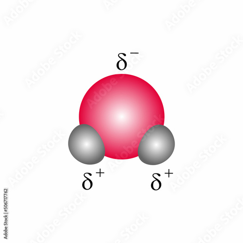 Angular or bent shape of water (H2O). The water molecule. Vector illustration isolated on white background