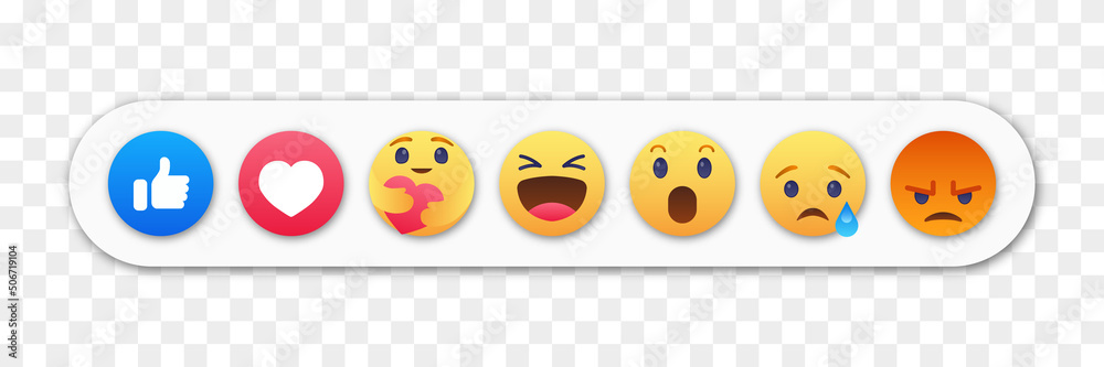 Emoji emoticon icon set isolated on transparent background stock vector Facebook Meta emoji smiles