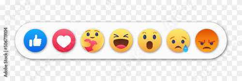 Emoji emoticon icon set isolated on transparent background stock vector Facebook Meta emoji smiles