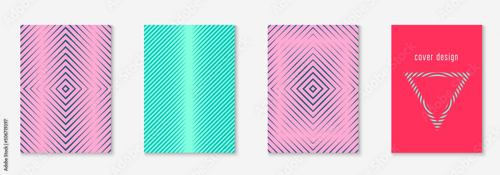Abstract shapes cover and template with line geometric elements.
