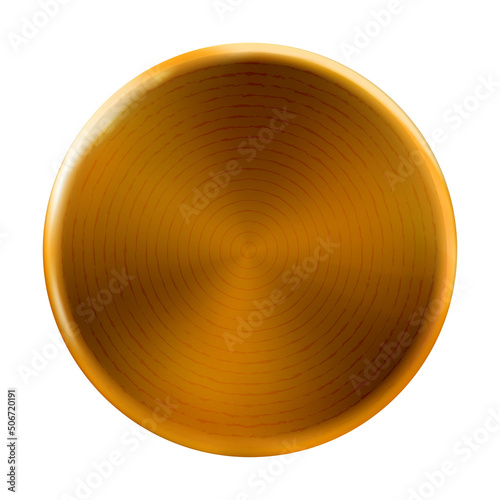 Copper round brushed, polished plate, isolated. Vector.