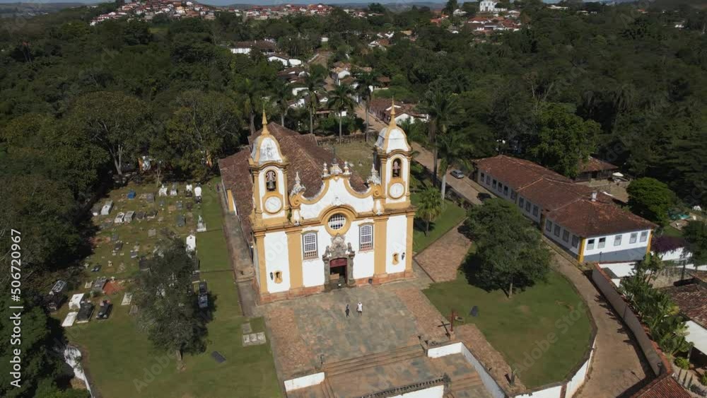 Tiradentes Town in Brazil with Old Santo Antonio Church. Aerial View Tiradentes Town in Brazil with Old Santo Antonio Church. Aerial View
